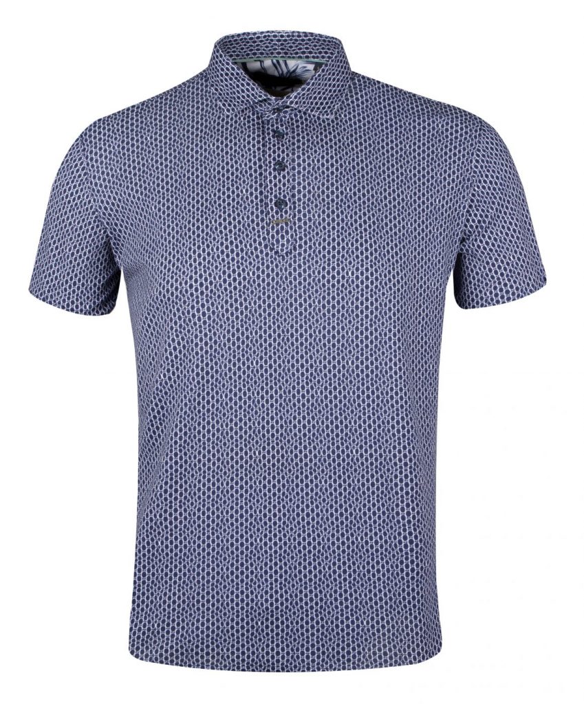 Guide Blue and White Print Polo Shirt - Elliotts of Lymington